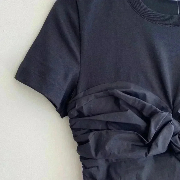 Tanya Taylor Peyton Knot Mini Dress, XS; Retro Ruched 80s Inspired Eras Dress - Picture 12 of 15